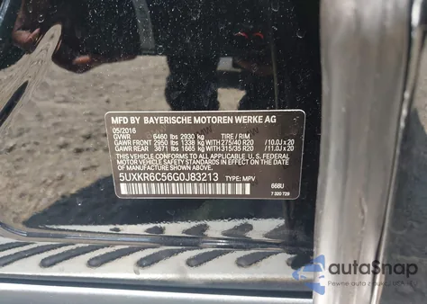 2016 BMW X5 xDrive50I from USA, damaged, VIN 5UXKR6C56G0J83213